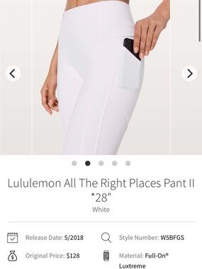 NWT 🍋 Lululemon 🍋 All The Right Places Pant II White Size 4